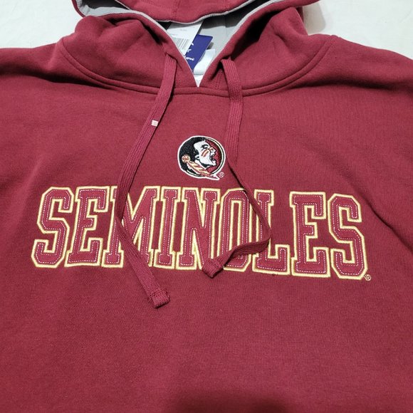 FSU Florida State Seminoles Logo x Champion Fleece Hoodie Garnet Gold Dark Red - Picture 4 of 10